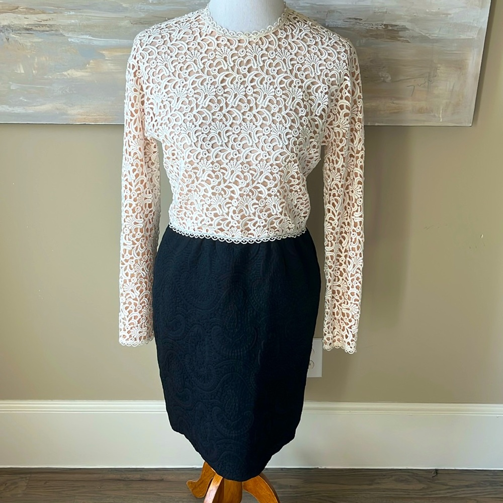 Vintage Couture Carolyne Roehm lace bodice sheath dress